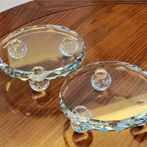 Multi-Use Crystal Glass Jewelry Tray, Round Lace Diamond Cut Craft Display Stand, Ideal for Women's Storage, Travel Essential, Dorm Room Organizer