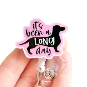 Glitter My Badge Funny dog badge reel for nurse, pharmacist, hospital workers. Retractable swivel clip with a 360 rotation. Great gift for coworkers.