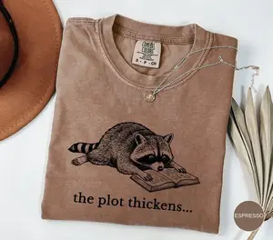 Comfort Colors Bookish Raccoon Shirt, Reading T-Shirt, Fantasy Book Lover Gift, Mystery Thriller Reader Shirt, Funny Trash Panda Book Nerd
