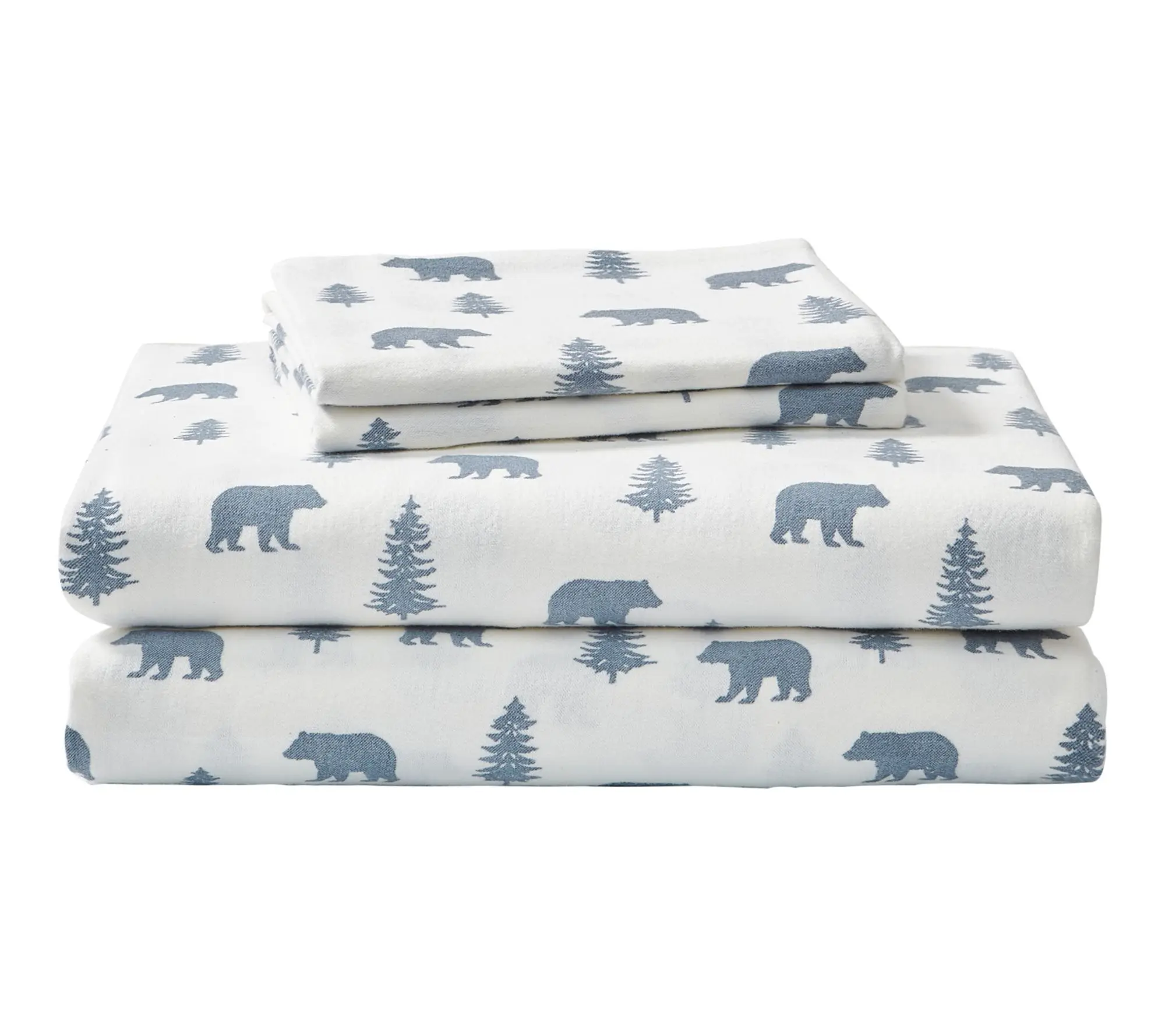 Eddie Bauer Bears And Trees Blue Cotton Full Sheet Set
