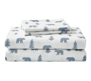 Eddie Bauer Bears And Trees Blue Cotton Full Sheet Set