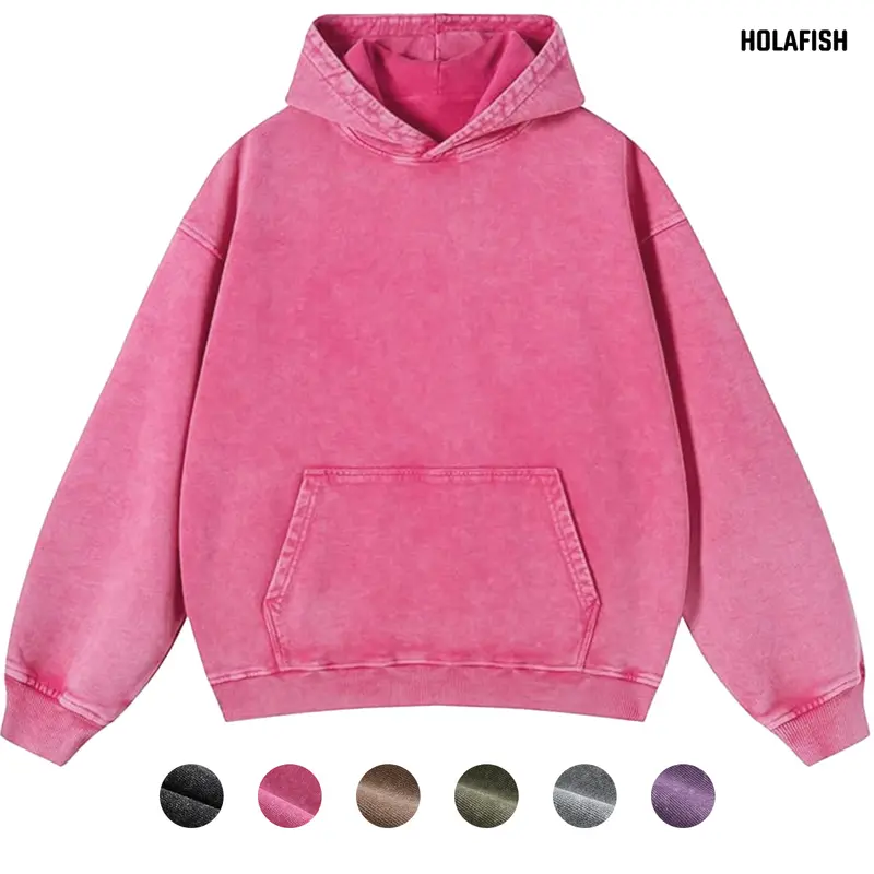 Holafish Casual Oversized Hoodies Acid Wash Pullover Unisex Women Fall Acid Wash Plain Preppy Hoodie Streetwear Vintage Hooded Sweatshirt, Christmas Gift