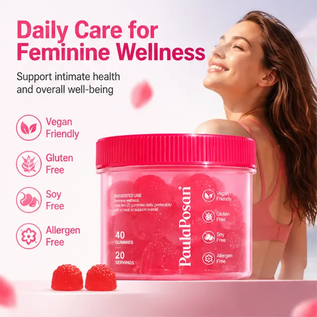 PaulaPosan Women’s Daily Dietary Detox Probiotic & Prebiotic Gummies with Cranberry, Gut Health, Feminine Balance, Digestive Wellness, pH Support, Vegan, Gluten-Free, Soy-Free, 40 Count, 200G, 24-Month Shelf Life, Detox Probiotic & Prebiotic Supplements