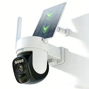 3mp Solar-Powered Security Camera Outdoor, 360° Panoramic View, Color Night Vision, Two-Way Talk, Ultra HD, Spotlight & Alarm, Motion Detection