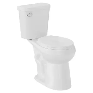 Comfort Height 19" Round Two-Piece Toilet with Slow-Close PP Seat – Upgraded Power Flush, Single Side Handle, for Small Bathroom or Guest Powder Room, Includes Tank & Installation