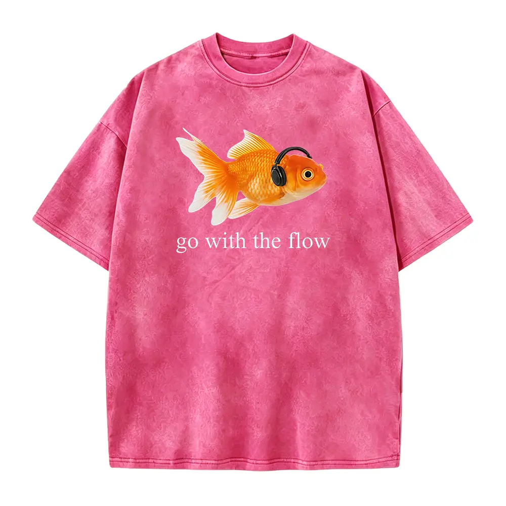 Go With The Flow Goldfish Shirt,  Streetwear Graphic T-Shirt, 90s Style Graphic Tee