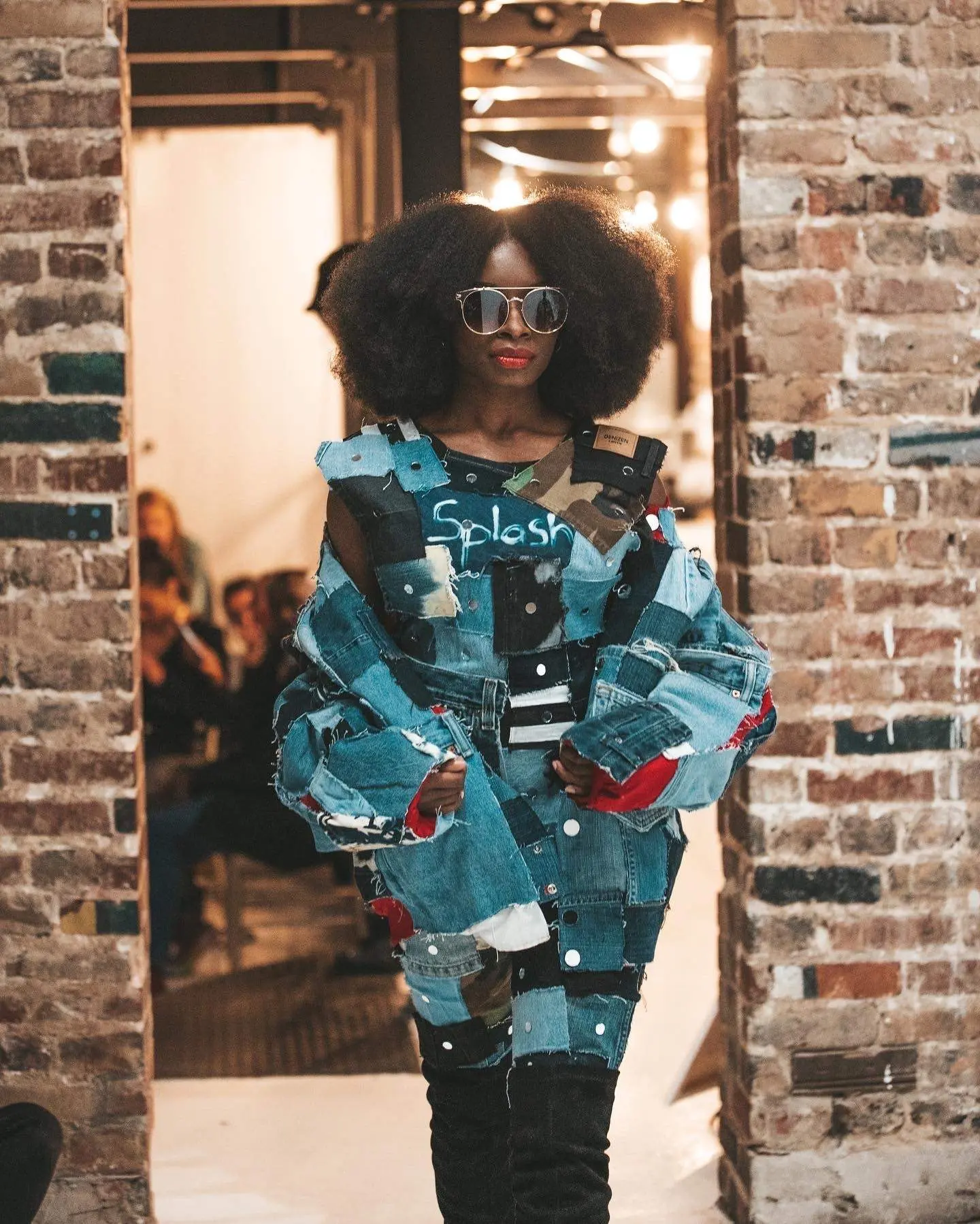 Red Patchwork Bomber Jacket
