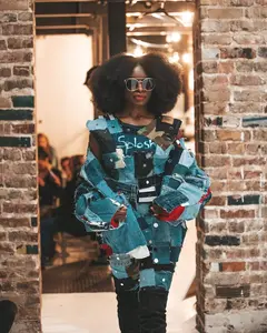 Red Patchwork Bomber Jacket