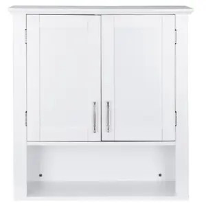 Zeny 2-Door MDF Wood Bathroom Medicine Wall Cabinet - Over-the-Toilet Storage with Adjustable Shelves, Clean Look, White