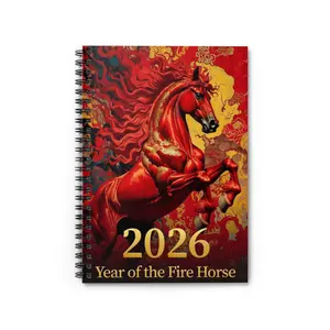 2026 Year of the Fire Horse Spiral Notebook | Red Fiery Horse Journal