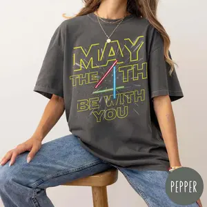 Retro May The 4th Be With You 2025 Lightsabers Shirt, Galaxy's Edge May the Force be with you, WDW Shirt