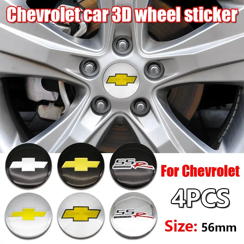 4PCS 56mm Car Wheel Center Cap Stickers, Automotive Decals 2.2 Inch Rim Hub Emblem Decals Overlay (Not Caps) for Cruze Malibu Camaro Silverado Equinox Tahoe Colorado Impala Car Accessories