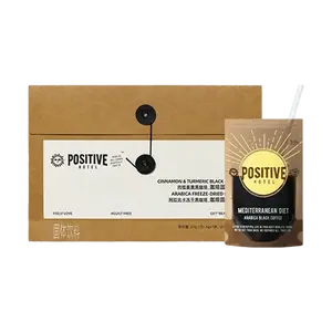 POSITIVE HOTEL Mediterranean Coffee - Freeze-Dried Instant Americano with Cinnamon & Turmeric, 7 Sachets (21g) - Rich Flavor, Quick Brew