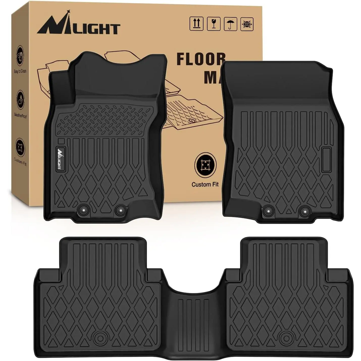 Nilight TPE Molded Car Floor Mats - Waterproof, Custom-Fit for Nissan Rogue Sport 2017-2023, Heavy-Duty All-Weather Liners, Easy to Clean for Family Outings