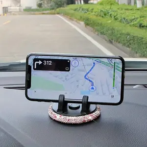 1 piece shiny diamond car mobile phone holder - diamond-encrusted car mobile phone holder female cute horizontal screen vertical screen center console car navigation support frame