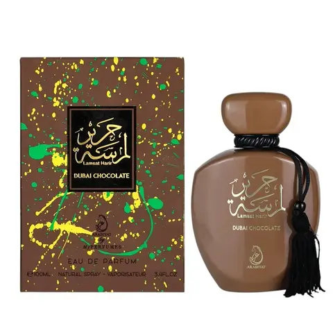 Arabiyat Prestige | Lamsat Harir | Dubai Chocolate | Unisex Fragrance | 100 ML 3.4 OZ | Eau De Parfum | Nectarine - Lemon & Apple