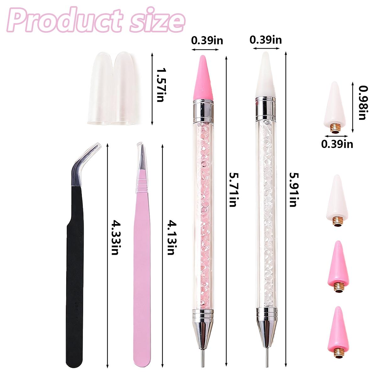 8 Pcs Rhinestone Picker Tool - 2count Dual- Pens with 4 Wax Tips, 15 count Clay, Precision Curved and Straight Tweezers Kit for Picking Up Art , Stones, , and Charms 8 Pcs Rhinestone Picker Tool - 2count Dual- Pens with 4 Wax Tips, 15 count Clay, Precision Curved and Straight Tweezers Kit for Picking Up Art , Stones, , and Charms