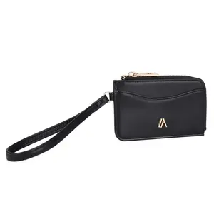 Vegan Leather Zip Wristlet Wallet, Women's Fashion Wallet