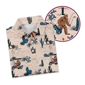 Bigfoot Crazy Golf Pattern Polo Shirt for Men, Funny Sasquatch Golf Shirt