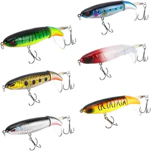 6 count Whopper Fishing Lure, Bass Popper Lure kit, Topwater Fishing Lures with Rotating Tail with Storage Box, Floating Popper for Freshwater Saltwater