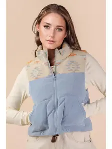 Aztec Graphic Corduroy Puffer Vest