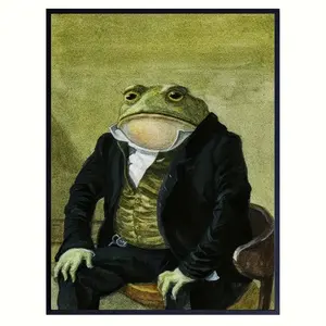 Modern Art Deco 1pc Frog Jazz Canvas Print - Frameless Portrait Orientation Wall Hanging Decor for Home Office, Living Room, Bedroom - Contemporary Animal Theme Poster