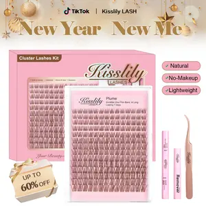 Plume | Kisslily Brown Lashes Natural Lash Clusters With Invisible Band DIY Lash Extension Kit Eyelash Kit with Bond and Seal 8-16mm C Curl Beginner Friendly Individual Lashes Waterproof Long lasting Makeup For Girl Cosmetic #TikTokShopBacktoSchool