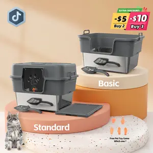 ZVRPET KittyStainless Steel Litter Box 36L-26L with Lid  Top-Entry, High-Wall Design, Anti-Leak & Easy to Clean, Includes Step Mat & Scoop for Odor Control  SummerVibes petlovers