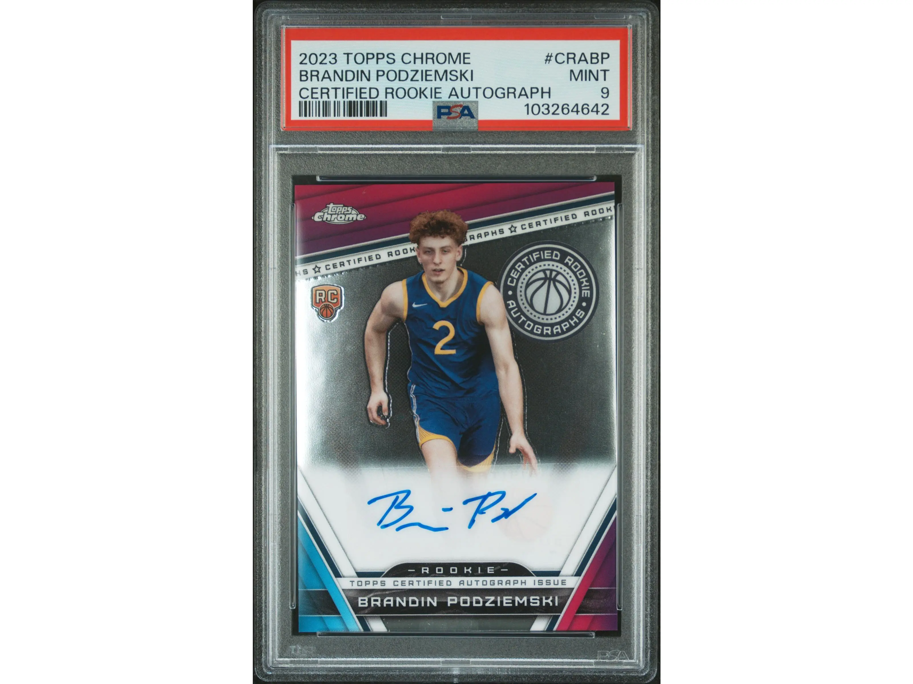 2023 Chrome Rookie Autographs Brandin Podziemski #CRABP PSA 9