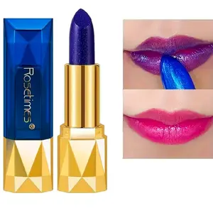 Rosetimes Temperature Changing Lipstick Long Lasting Glossy Finish Lip Gloss in Vibrant Blue and Pink Shades for Makeup