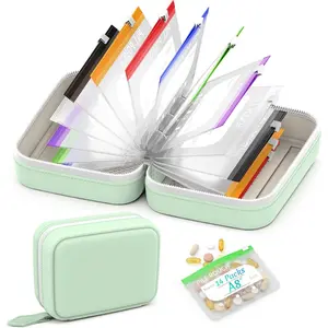 Pill Storage Bag Set, Large Weekly Medication Organizer Box, Includes 14 Color-Coded Pill Storage Bags, Reusable Travel Medication Organizer Box, And a Zipper-Style Pill Storage Space for Storing Fish Oil And Vitamins