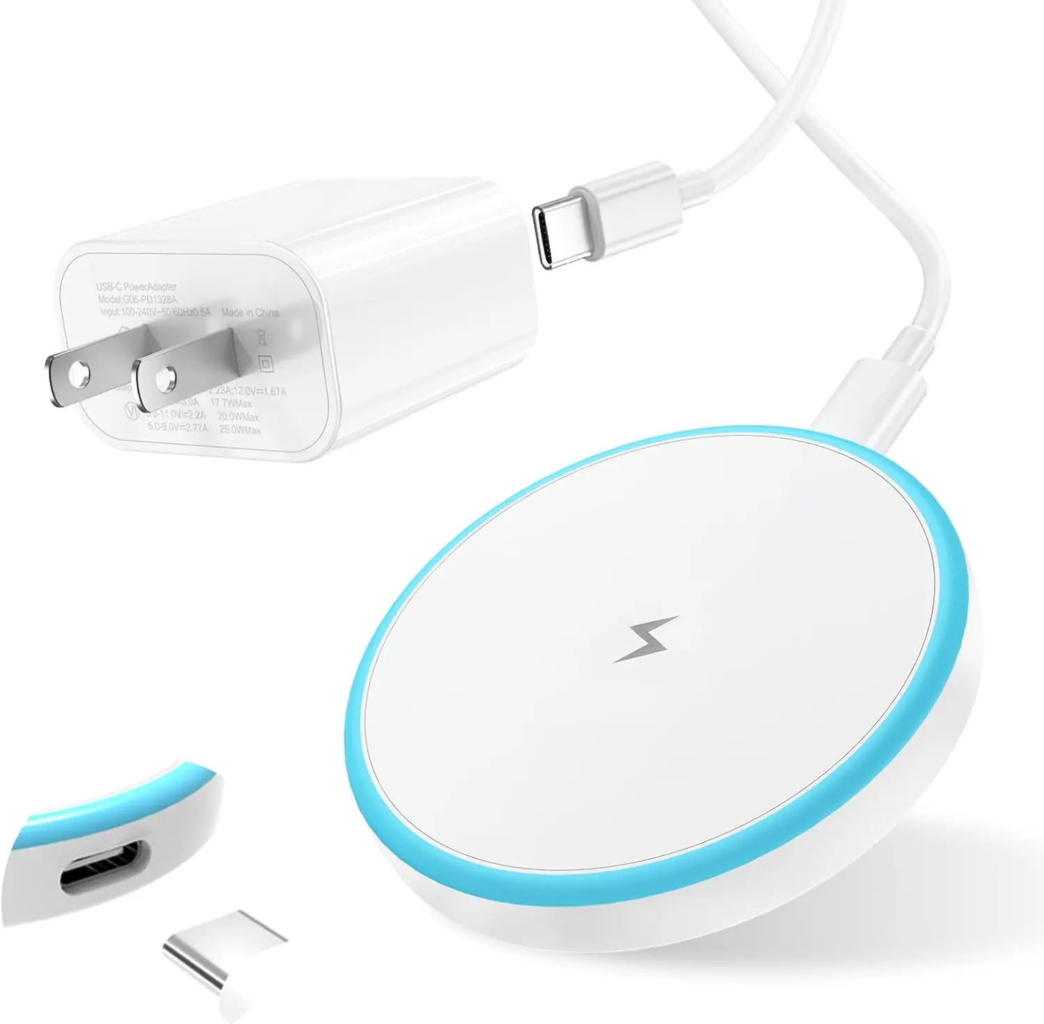 Charger for  16 15 14 13 12 Series/AirPods 3/2/Pro 2/Pro - with 20W Power Adapter, 15W  Mag-Safe  Pad and 6 FT USB-C to C