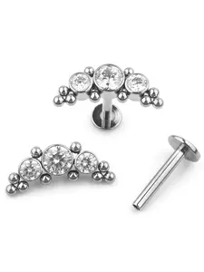 Astm F136 Titanium 16g/18g Cluster Cz Labret Lip Monroe Cartilage Ear Stud, Internally Threaded Conch Ring, Punk Style Piercing Jewelry