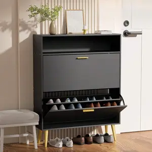 Freestanding Narrow  Storage Cabinet with 2 Flip Drawers, Slim Hidden  Organizer for Entryway, Hallway Indoor Furniture Cupboards & Cabinets