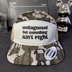 Undiagnosed But Something Ain't Right Trucker Hat, Funny Sarcastic Quote Snapback Cap, Camo Mesh Back Embroidered Baseball Hat, Bold Attitude Streetwear Gift, Adjustable Vintage Casual Style Cap