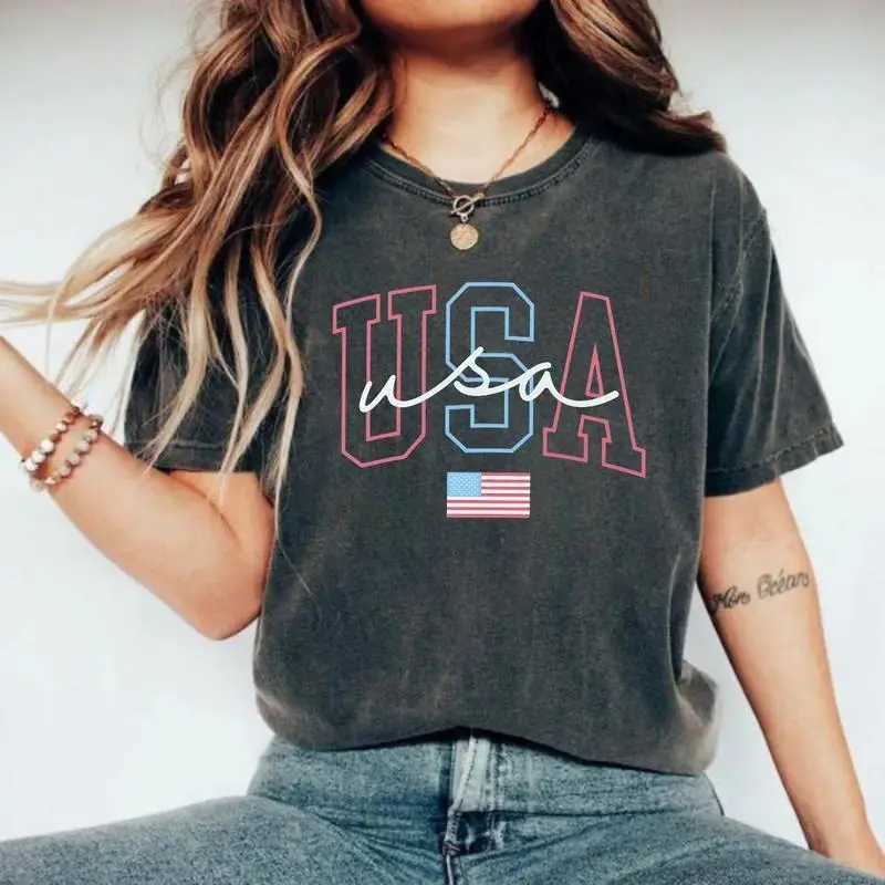 USA T-Shirt, 4th Of July T-Shirt Women, Patriotic T-Shirt, Fourth Of July Tee, American Tee, July 4th Tee, America TShirt