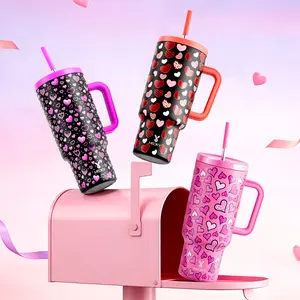 MEOKY 40oz Tumbler,Stainless Steel Thermos Cup,Hot Water Mug,Keeps Drinks Hot&Cold,Food Safe,Non-Slip Base, Car-Cup Fit,Easy-Clean,Valentine’s Day Gift Mug