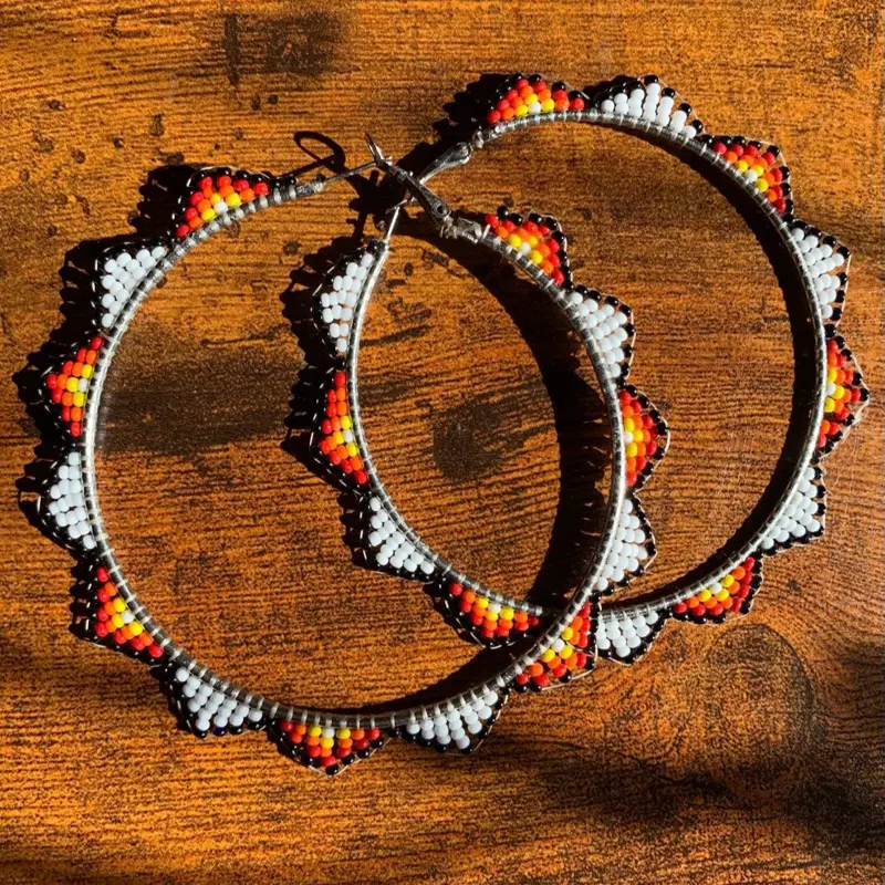 White native style beaded hoops