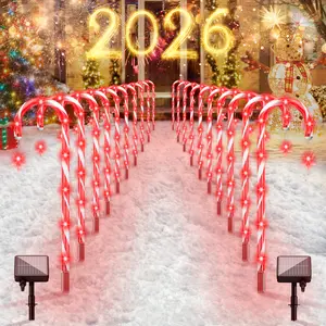 Christmas Solar Candy Cane Lights – 160 Red LEDs, Solar & Plug-In, 8 Modes, IP65 Waterproof, Outdoor & Indoor Pathway, Garden & Yard Decor