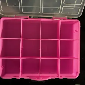 Pink Storage Box with 12 Compartments for Organizing Small Items