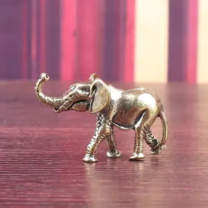 Vintage Brass Elephant Ornament, Home Decor Ornaments, Feng Shui Decor Sculpture, Office Desktop Ornament, Office Desk Decoration, Decorative, Good Luck Symbol, Home Office Accent, Unique Home Decor