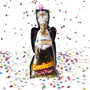 24 Count Inflatable Champagne Bottle Confetti Poppers - Squeeze to Pop for Instant Confetti Explosion