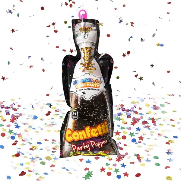 24 Count Inflatable Champagne Bottle Confetti Poppers - Squeeze to Pop for Instant Confetti Explosion