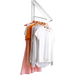 Wall Mounted Collapsible Clothes Drying Rack, Space Saving Laundry Drying Rack for Small Spaces, Wall-Mounted Clothes Rack Holds Up to 60 lbs, Foldable Laundry Hanger for Storage