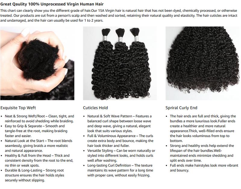 Lemoda Boho Human Braiding Hair Burmese Curly Bulk Human Hair Extensions For Bohemian Knotless Braids No Weft 12inch-32Inch 3Bundles/Lot 100g/1Bundle 1B Natural Black Salon-Quality Lemoda Boho Human Braiding Hair Burmese Curly Bulk Human Hair Extensions For Bohemian Knotless Braids No Weft 12inch-32Inch 3Bundles/Lot 100g/1Bundle 1B Natural Black Salon-Quality