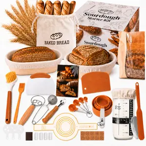 Mother‘s Day Gift, Sourdough Starter Kit with Round & Oval Banneton Basket, Essential Bread Baking Supplies for Home Bakers