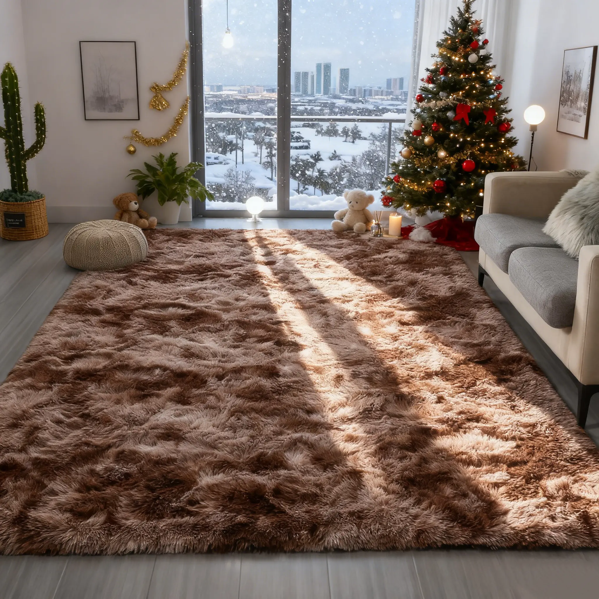 Soft Fluffy Rugs For Bedroom, Tie-dye Textured Shaggy Rugs For Living Room Study, Elegant Contemporary Plush Carpet, Enhanced Non-Slip, Plush Fuzzy Area Rugs, Home Decor,Room Decor, Accent Rug, Floor Covering