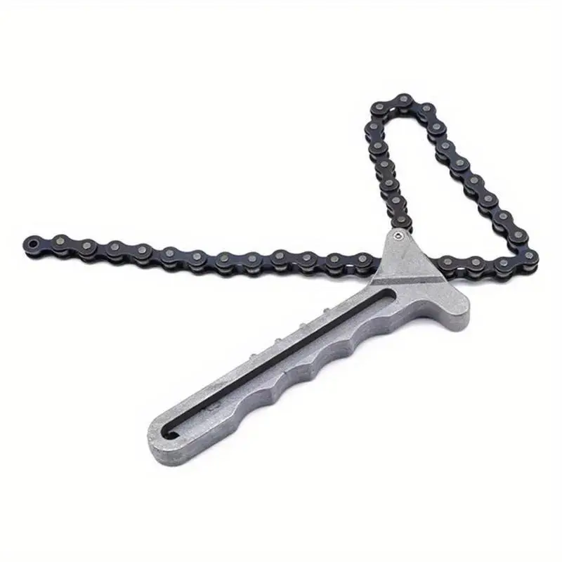 Adjustable Aluminum-Steel Heavy-Duty Chain Grip Wrench with Grip That Stays & Quick Size Setting, High-Quality Auto Repair Tool for Old Style Oil Filter Removal & Car Assembly Tasks, Automotive Vehicle Tool