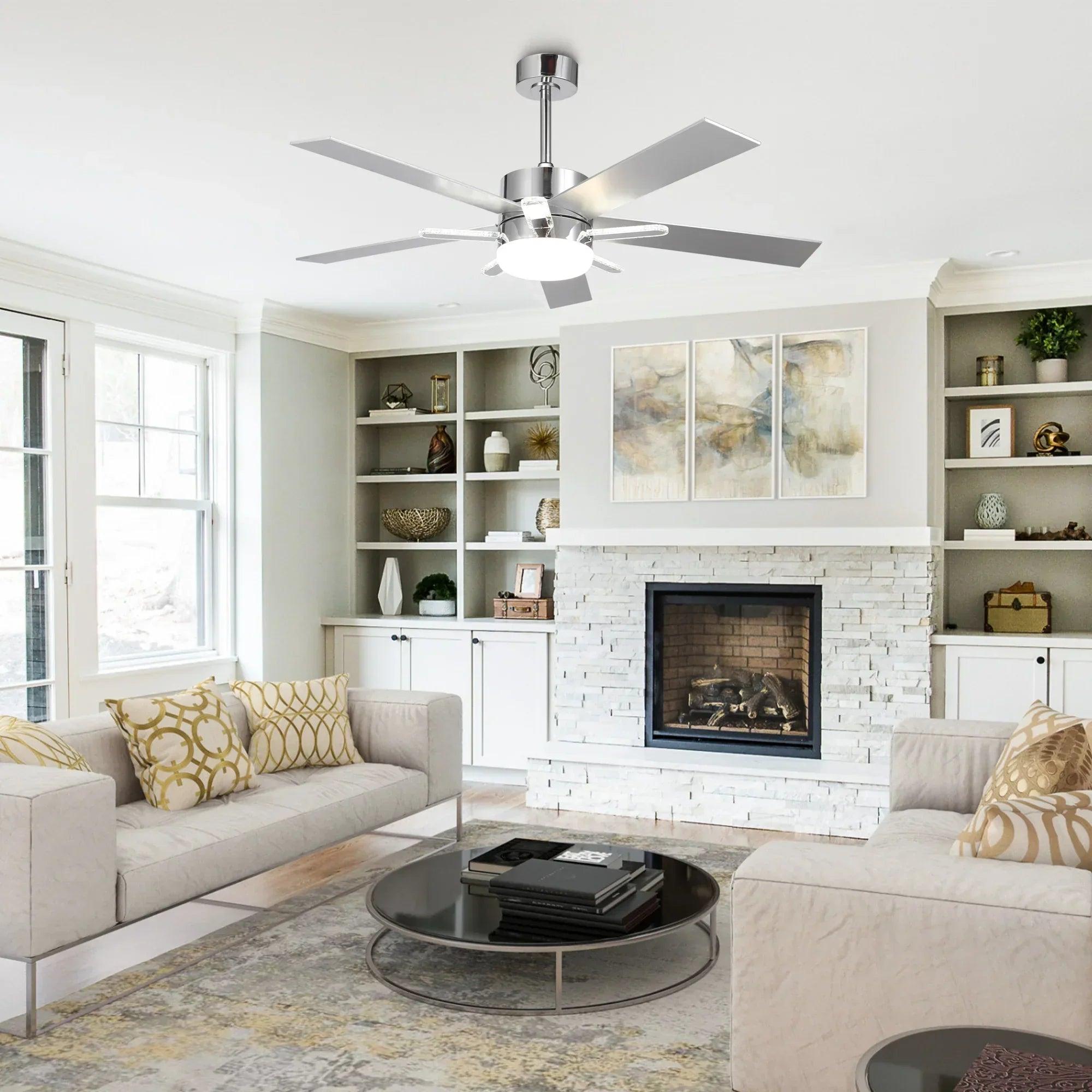 52" Modern Ceiling Fan Double-sided Blades with Main & Side LED Light Downrod Mount 52" Modern Ceiling Fan Double-sided Blades with Main & Side LED Light Downrod Mount