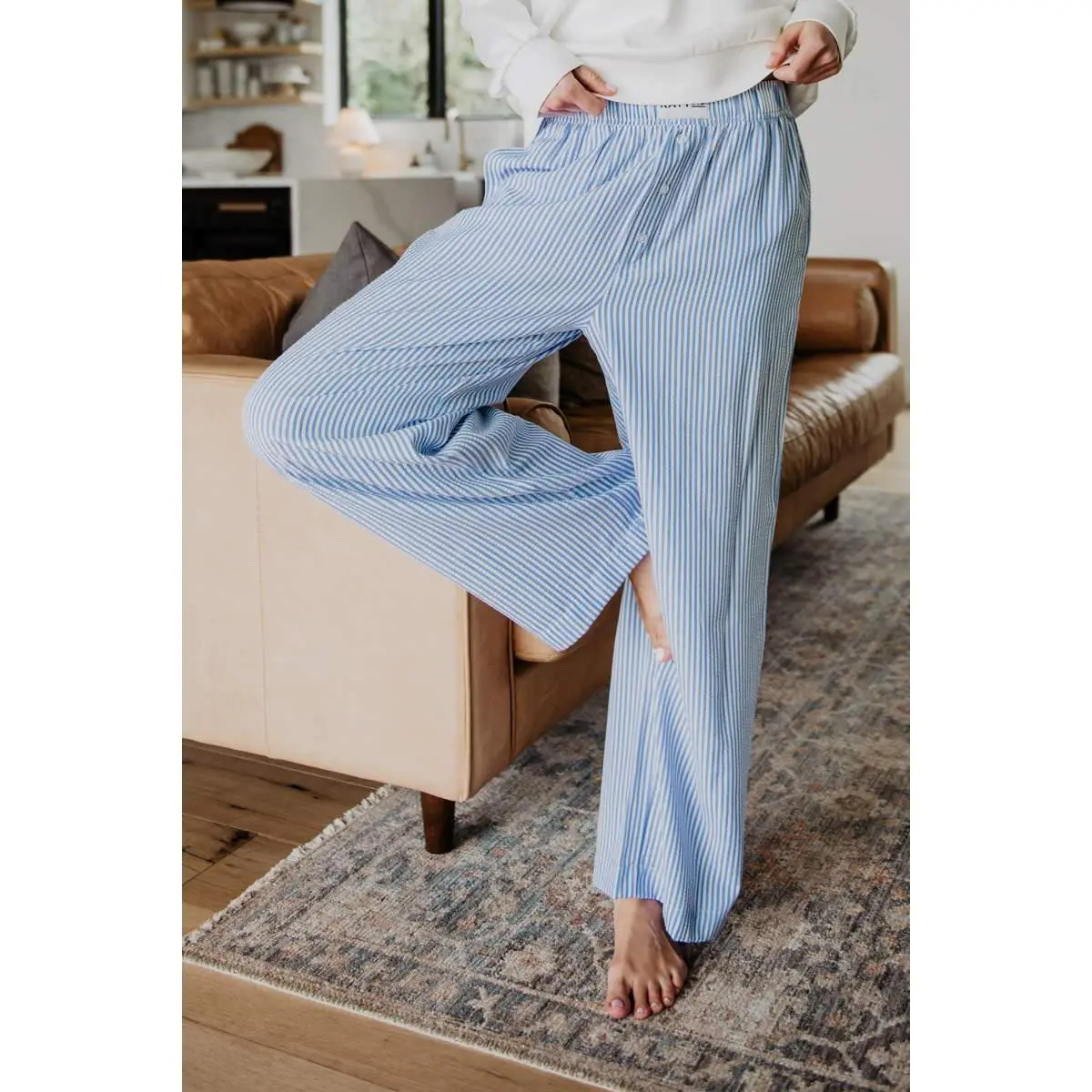 Blue Striped Women's Boxer Pants Blue Striped Women's Boxer Pants
